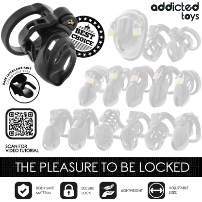 ADDICTED TOYS LOCKED - CAGE À PÉNIS À VERROUILLAGE ÉTERNEL 9 CM