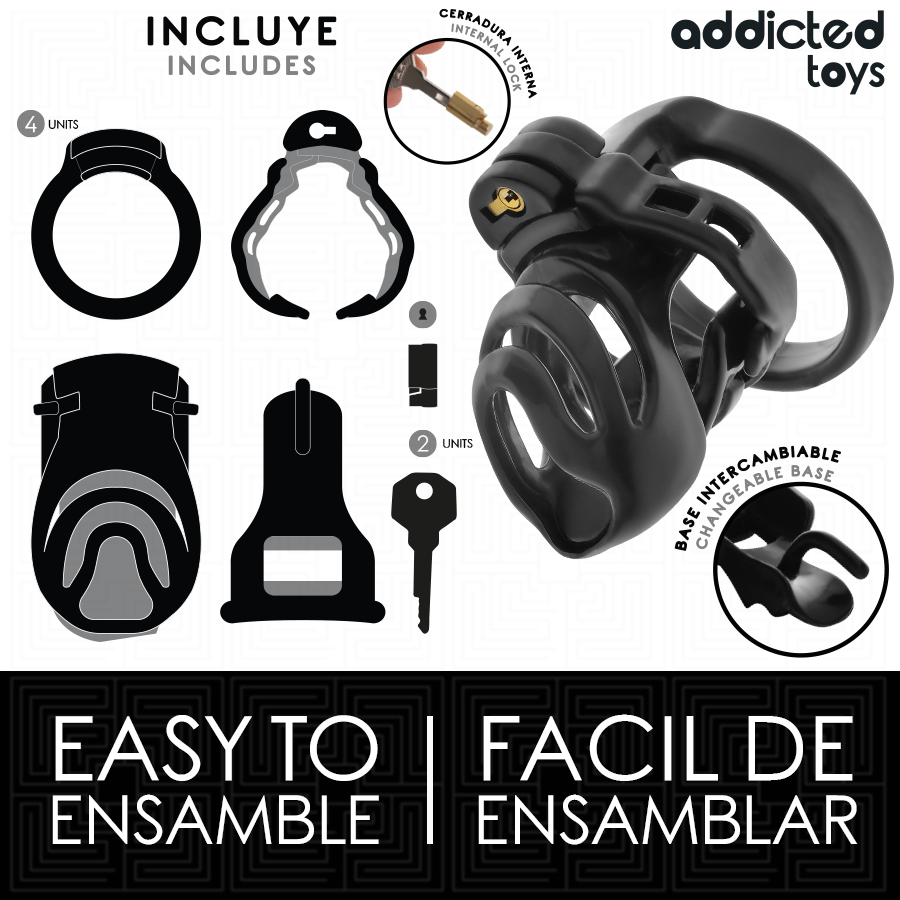 ADDICTED TOYS LOCKED - CAGE À PÉNIS À VERROUILLAGE ÉTERNEL 9 CM