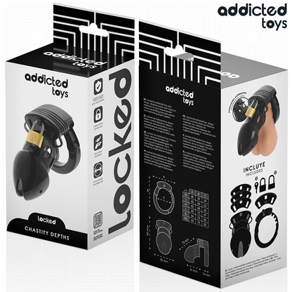 ADDICTED TOYS LOCKED - CAGE À PÉNIS CHASTETÉ PROFONDEUR 7,5 CM