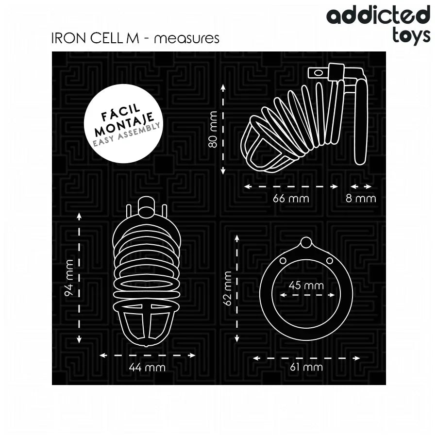Addicted Toys Locked – Cage à Pénis en Métal Iron Cell Taille M