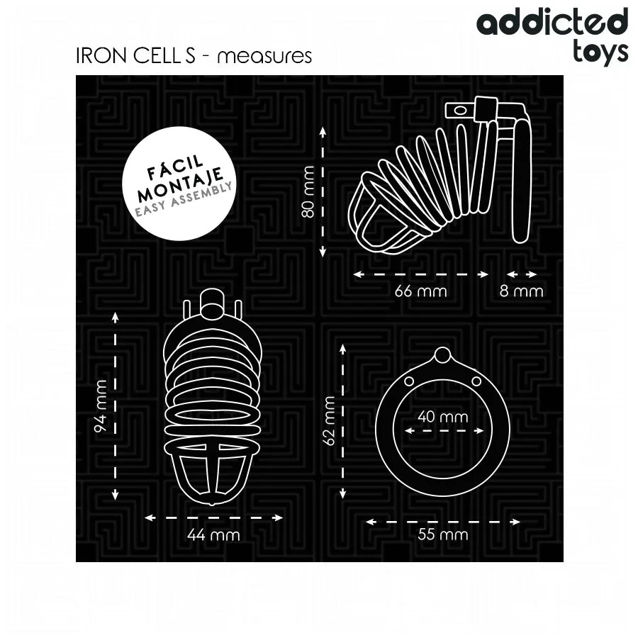 Addicted Toys Locked – Cage à Pénis en Métal Iron Cell 4 cm Taille S