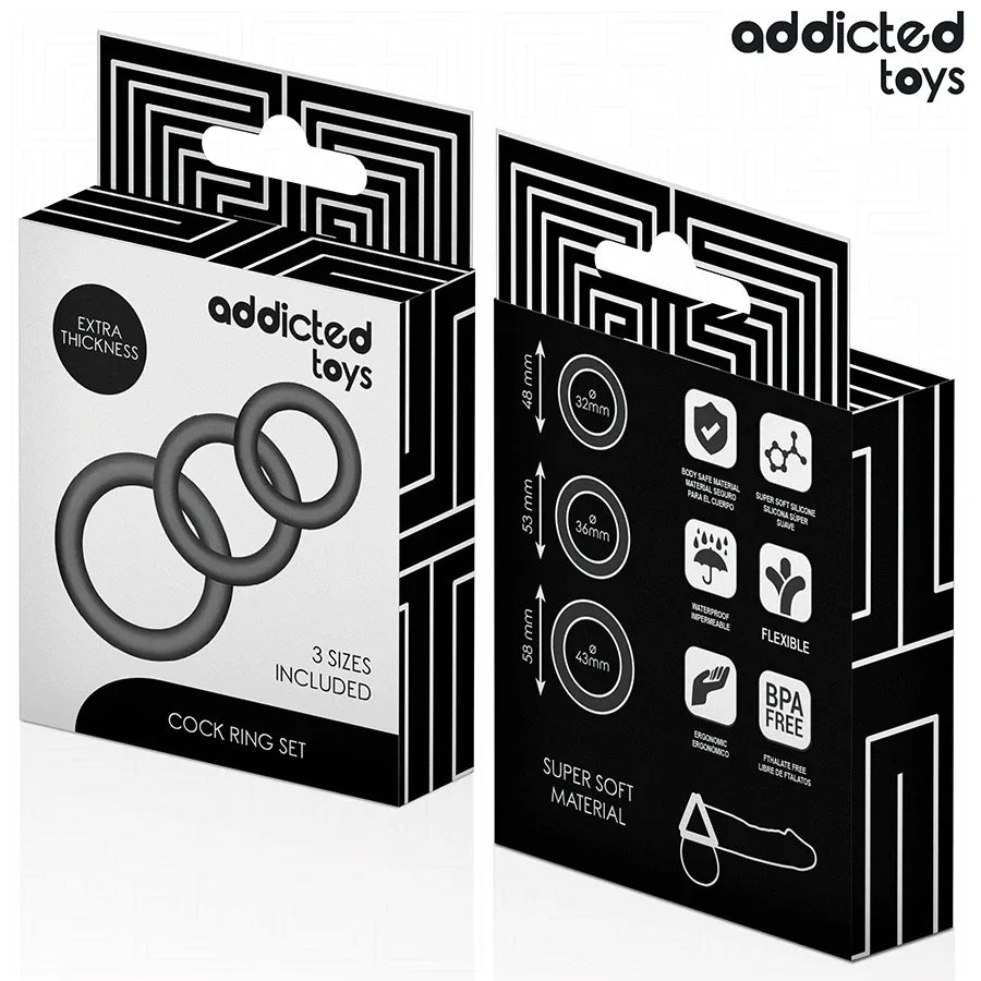 Addicted Toys – Lot de Anneaux en Silicone Modèle 1