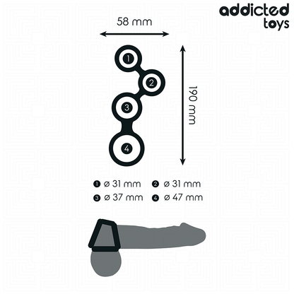 ADDICTED TOYS - ANNEAU PÉNIS AVEC SÉPARATEURS POUR TESTICULES