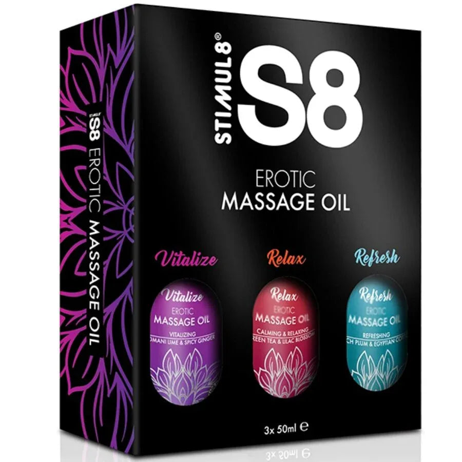 Stimul8 – S8 Huile de Massage Coffret 3 X 50 ml