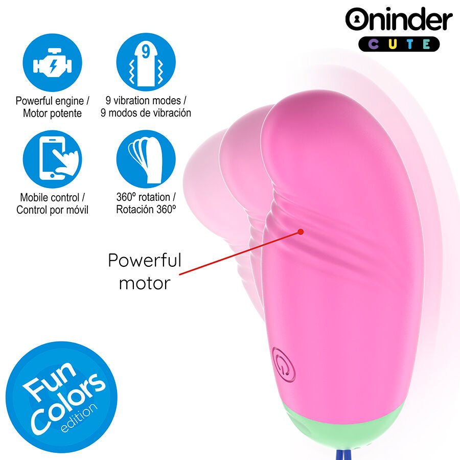 ONINDER CUTE - ŒUF VIBRO-ROTATIF 360° EN SILICONE - APPLICATION GRATUITE DANS LE MONDE ENTIER