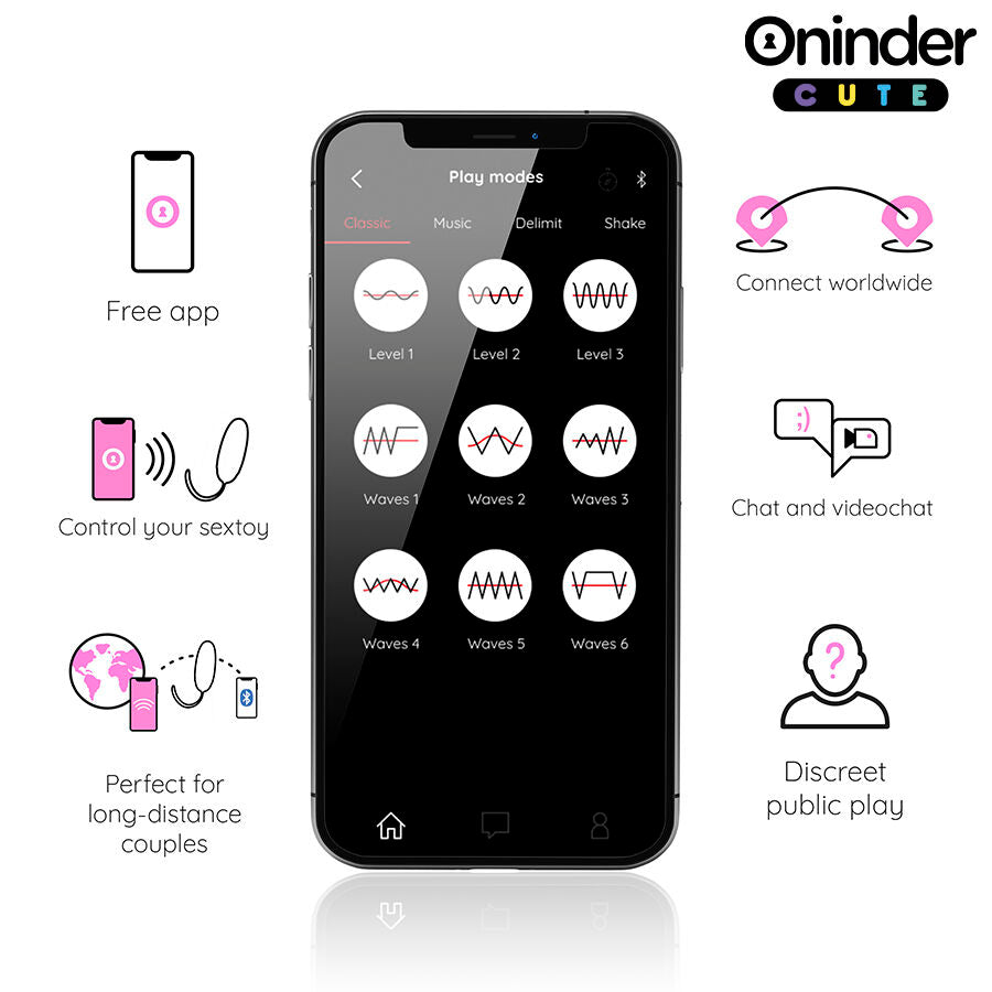 ONINDER CUTE - ŒUF VIBRO-ROTATIF 360° EN SILICONE - APPLICATION GRATUITE DANS LE MONDE ENTIER