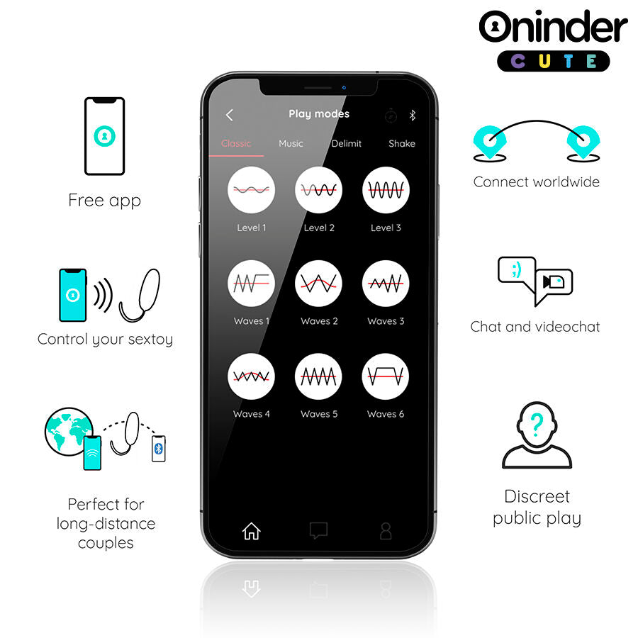 ONINDER CUTE - ŒUF VIBRO-ROTATIF EN SILICONE AVEC PIERRE PRÉCIEUSE - APPLICATION GRATUITE DANS LE MONDE ENTIER