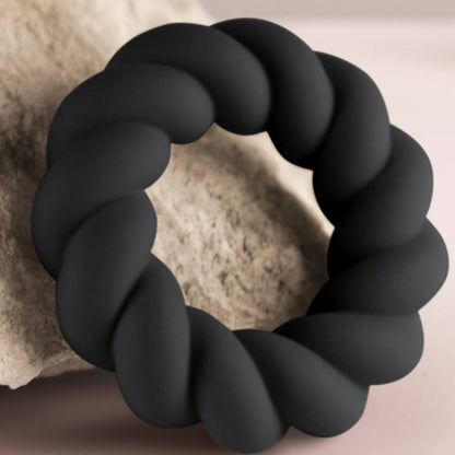 ROCKS-OFF - ANNEAU DE MASTURBATION EN SILICONE NOIR TWIST