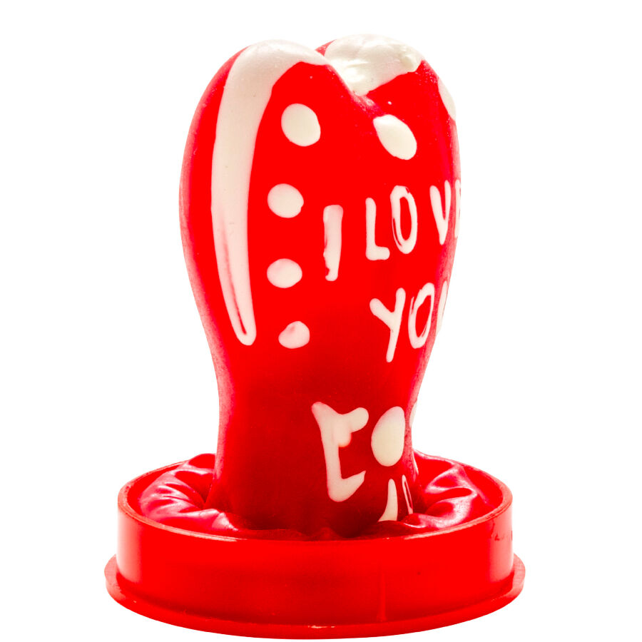 Préservatifs fantaisie peints à la main en forme de cœur - je t'aime modèle 1 – Condomerie