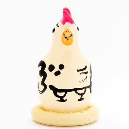 Préservatifs fantaisie peints à la main coq cocky – Condomerie