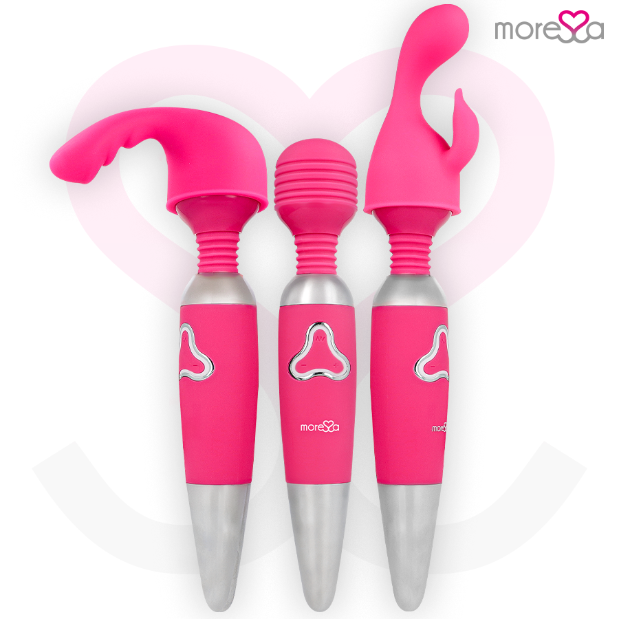 MORESSA - ODILON WAND POWERFUL MOTOR PLUS TWO PREMIUM SILICONE RECHARGEABLE HEADS