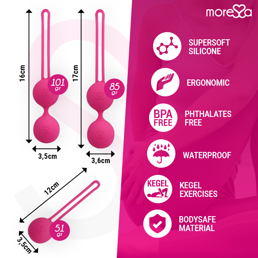 MORESSA - SET OSIAN SILICONA PREMIUM ROSA (Osian Uno - 51 g | Osian Dos - 101 g | Osian Tres 85 g)