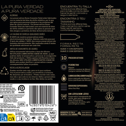 DUREX - CONNEXION TOTALE XL ULTRA FINE PLUS SANS LATEX 10 UNITÉS