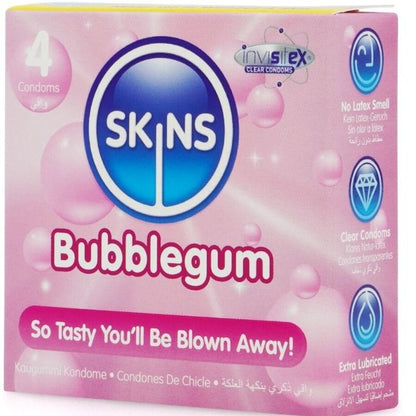 SKINS - PACK DE 4 PRÉSERVATIFS BUBBLEGUM PREMIUM