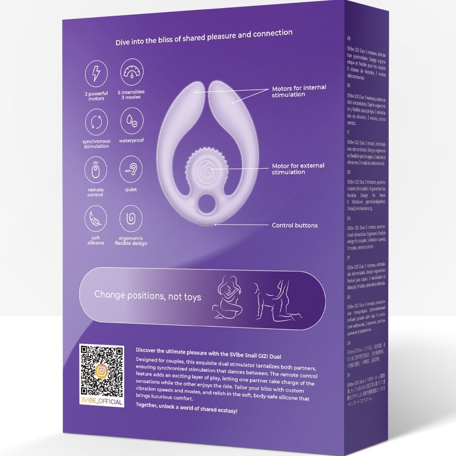 Gizi duo stimulateur pour couples télécommande lilas – Snail Vibe
