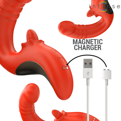 Intense Vibrateur et Stimulateur Paulina en Forme de U Rouge