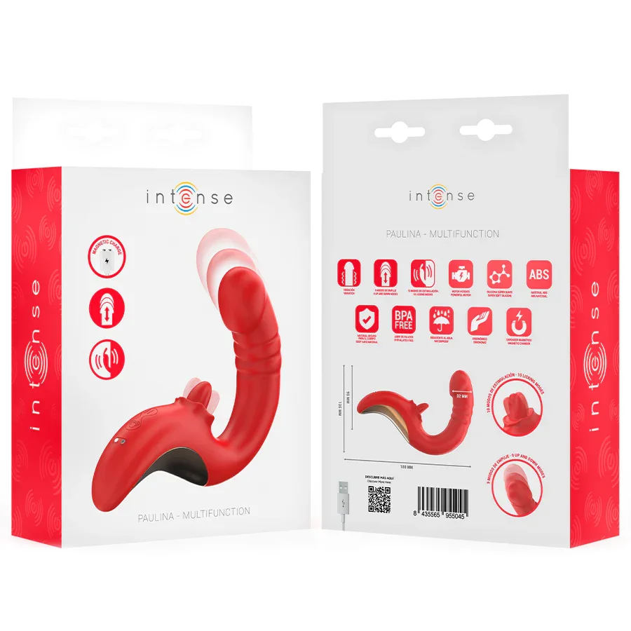 Intense Vibrateur et Stimulateur Paulina en Forme de U Rouge