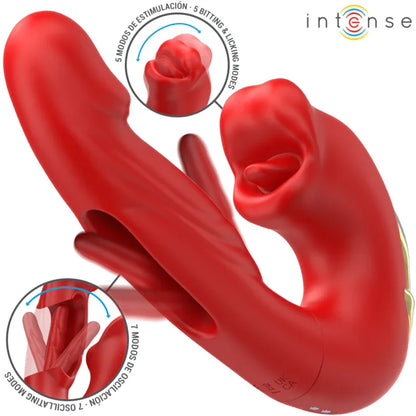 Intense Nathy Double Vibrateur avec Bouche Stimulante Multifonction Rouge