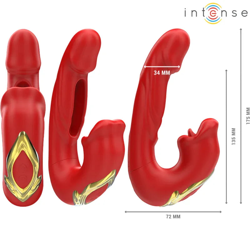 Intense Nathy Double Vibrateur avec Bouche Stimulante Multifonction Rouge