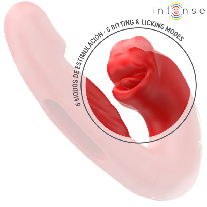 Intense Nathy Double Vibrateur avec Bouche Stimulante Multifonction Rouge
