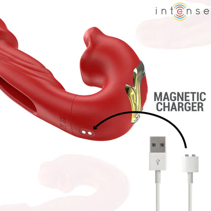 Intense Nathy Double Vibrateur avec Bouche Stimulante Multifonction Rouge