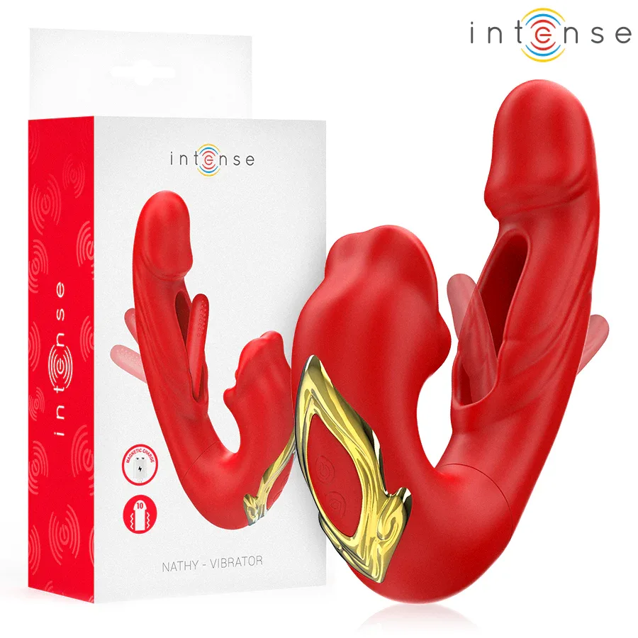 Intense Nathy Double Vibrateur avec Bouche Stimulante Multifonction Rouge