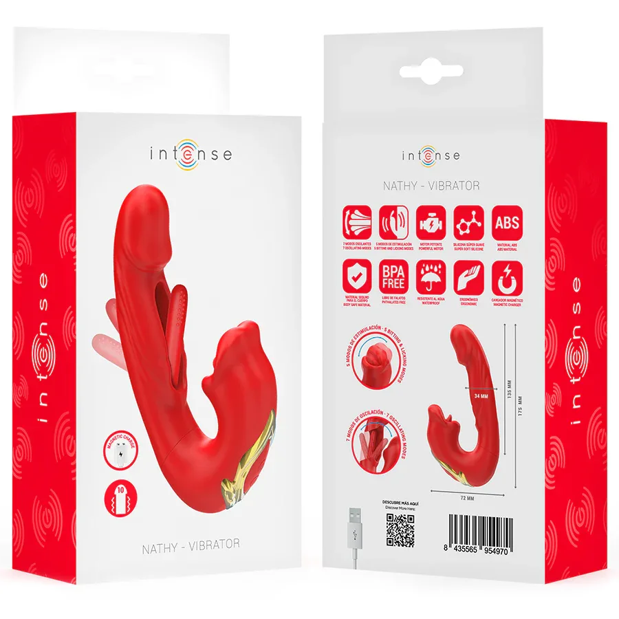 Intense Nathy Double Vibrateur avec Bouche Stimulante Multifonction Rouge