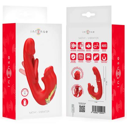 Intense Nathy Double Vibrateur avec Bouche Stimulante Multifonction Rouge