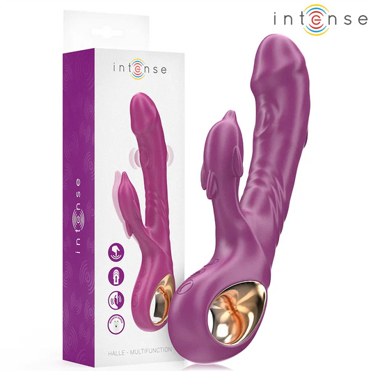 Intense Halle Vibrateur Multifonction avec Langue Stimulante Dauphin Violet