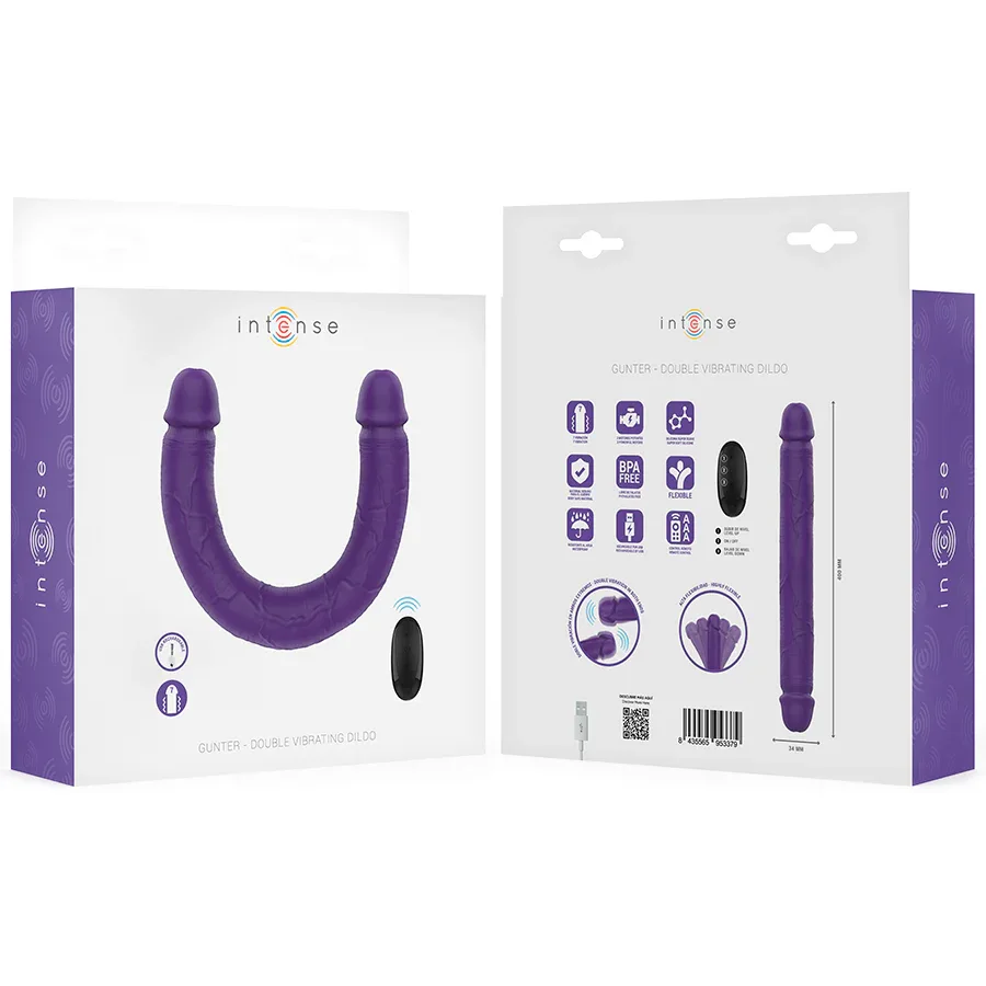 Intense Gunter Dildo Double Vibrateur 40 cm Violet Télécommande