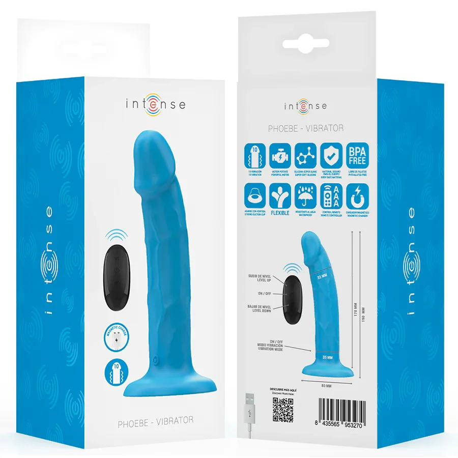 Intense Phoebe Vibrateur Réaliste 10 Vibrations Télécommande Bleu