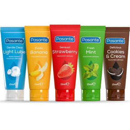 Pack lubrifiants saveurs assorties 5 unités x 15 ml – Pasante