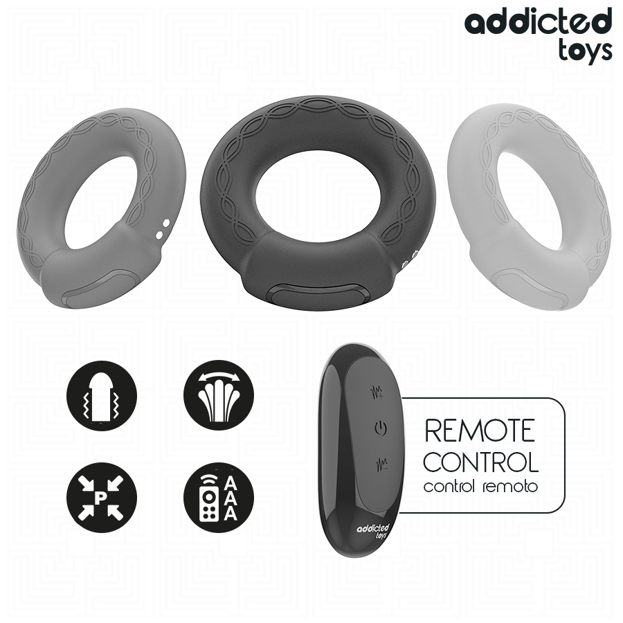 Vibrateur anneau pénitentiaire vibrant à effet chauffant avec télécommande – Addicted Toys
