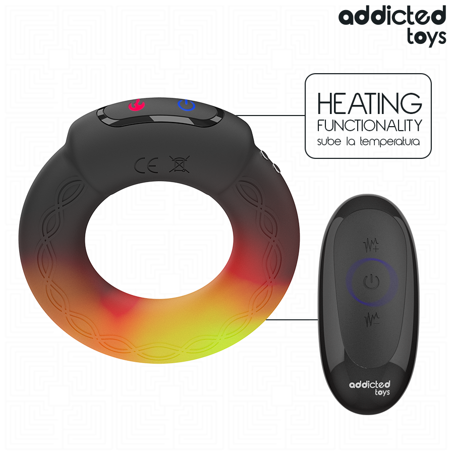 Vibrateur anneau pénitentiaire vibrant à effet chauffant avec télécommande – Addicted Toys
