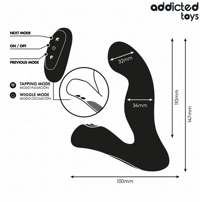 Masseur de prostate oscillant avec mode pulsation et télécommande – Addicted Toys