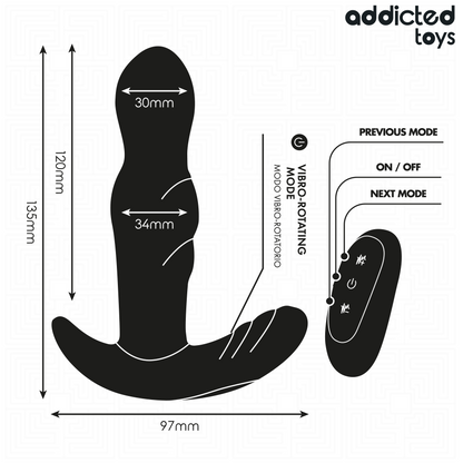 Vibrateur plug anal vibrant et rotatif avec télécommande – Addicted Toys