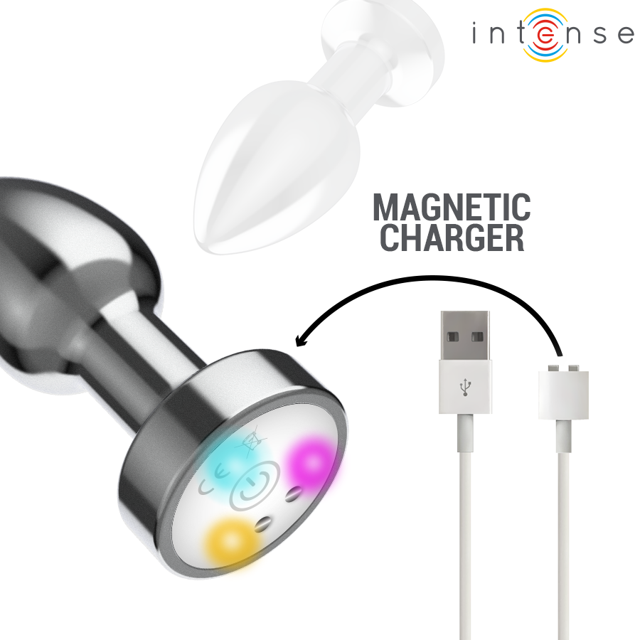 Vibrateur plug anal vibrant en métal avec lumières LED et télécommande – Intense