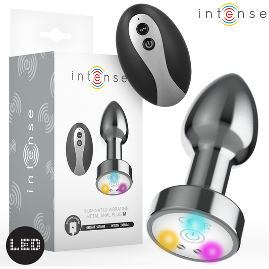 Vibrateur plug anal vibrant en métal avec lumières LED et télécommande – Intense