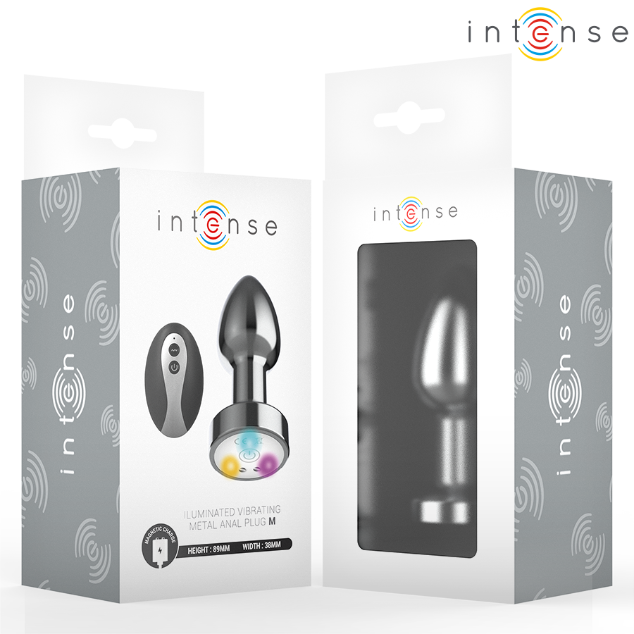 Vibrateur plug anal vibrant en métal avec lumières LED et télécommande – Intense