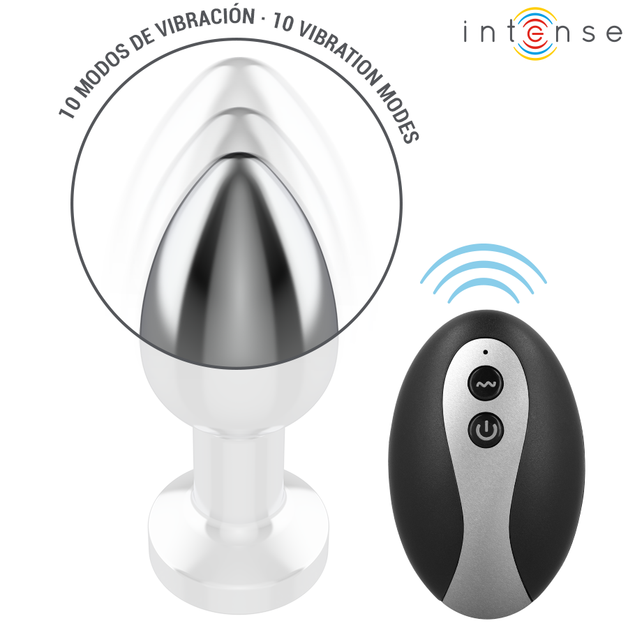Vibrateur plug anal vibrant en métal avec lumières LED et télécommande – Intense