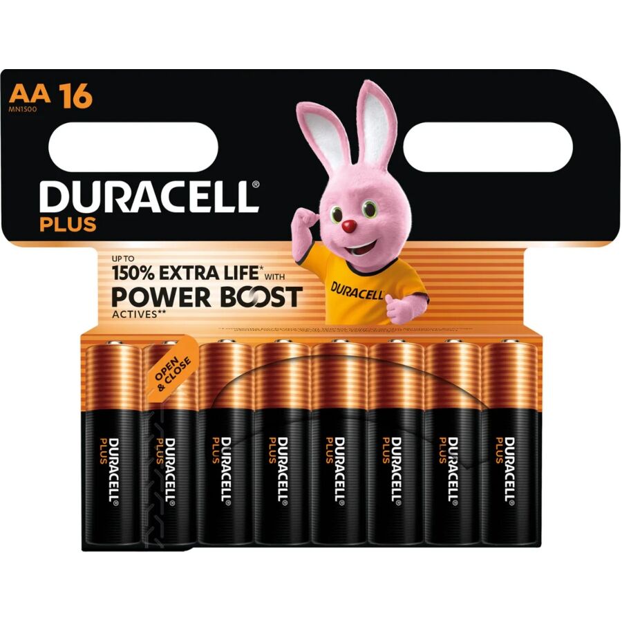 Plus power boost piles alcalines aa LR6 sous blister x 16 – Duracell
