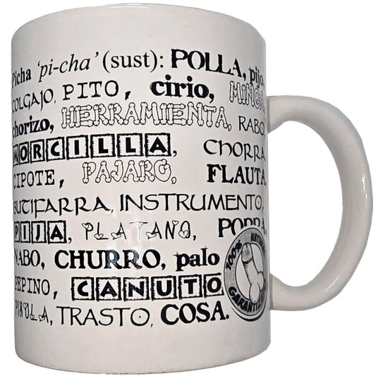 Tasse blanc avec synonymes de pénis 370 ml – Diablo Picante