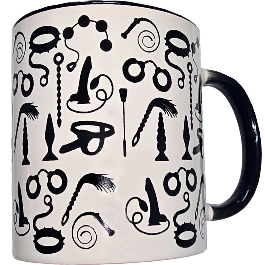 Tasse bondage blanc avec anse noir 370 ml – Diablo Picante