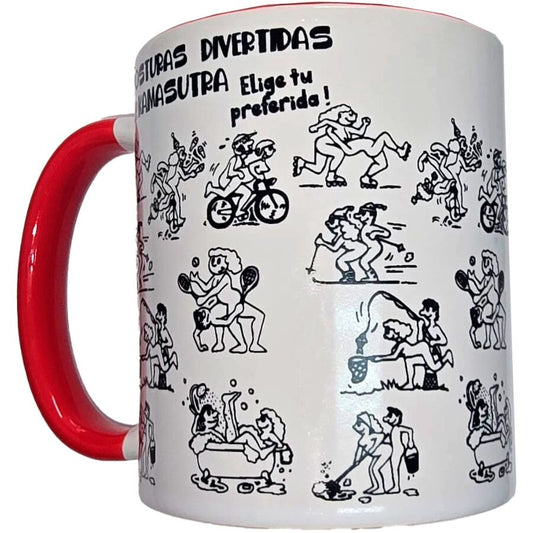 Tasse blanc positions kamasutra avec anse rouge 370 ml – Diablo Picante