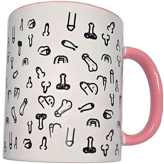 Tasse pénis blanc avec anse rose 370 – Diablo Picante