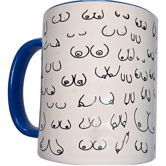 Mug seins blancs avec anse bleue 370 ml – Diablo Picante