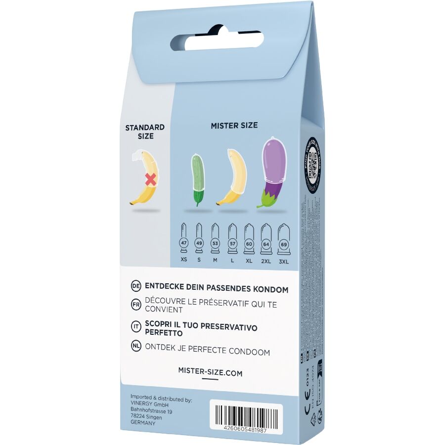 Kit de test : 3 préservatifs de tailles différentes + mélange à points – Mister Size