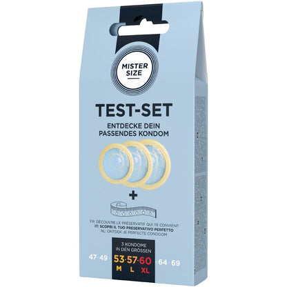 Kit de test : 3 préservatifs de tailles différentes + mélange à points – Mister Size