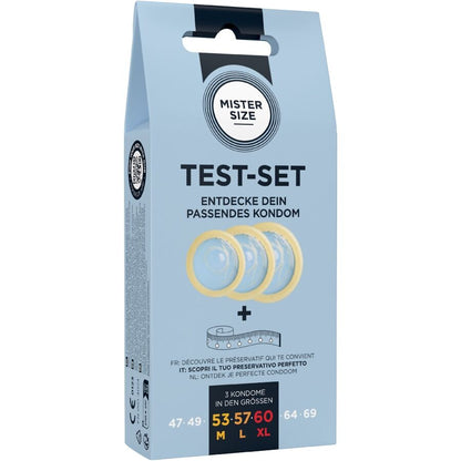 Kit de test : 3 préservatifs de tailles différentes + mélange à points – Mister Size