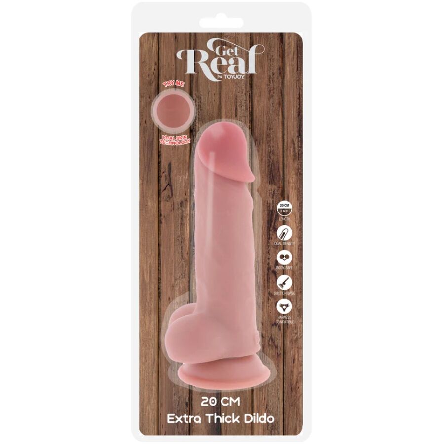 Pénis réaliste de luxe avec testicules extra épais de 20 cm – Get Real